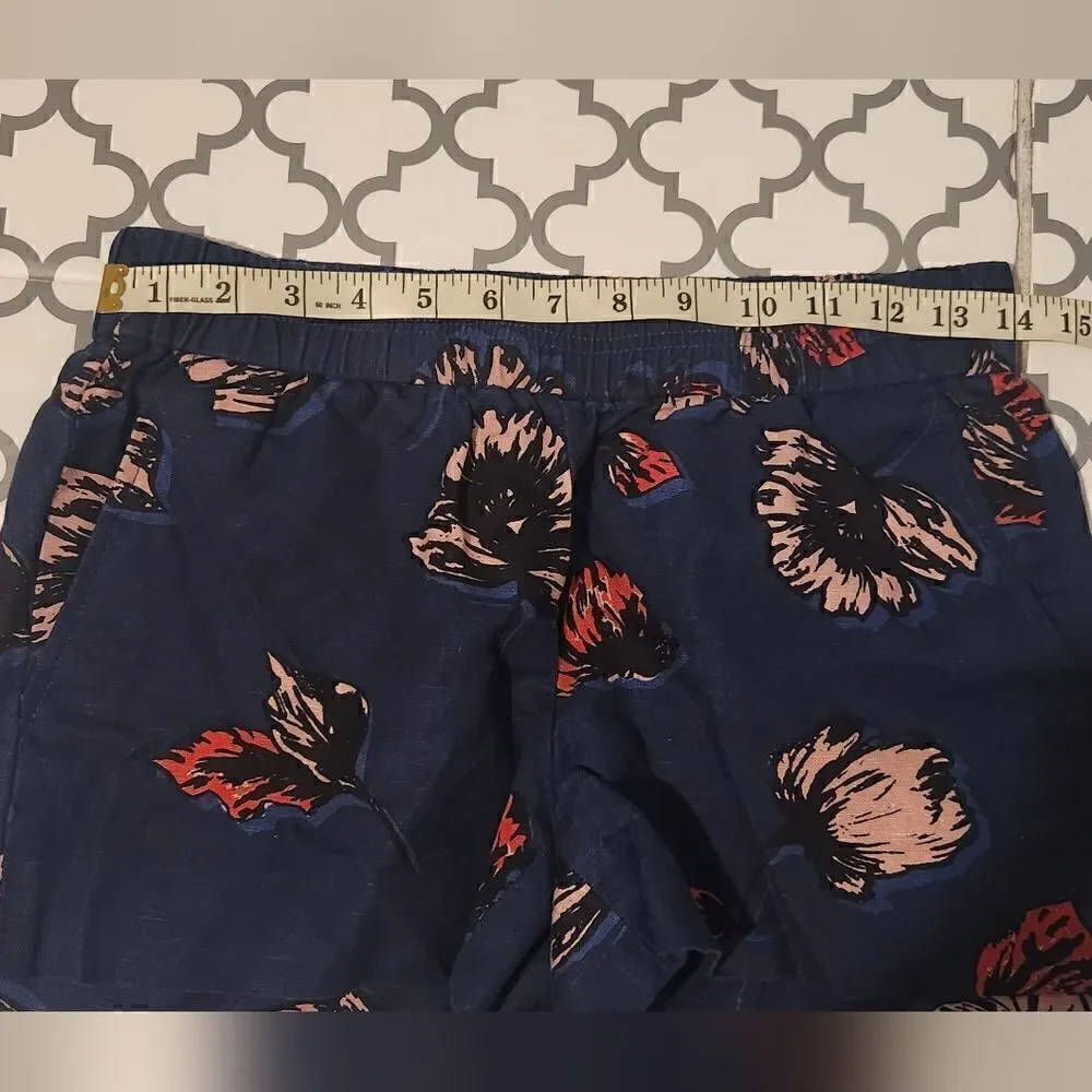 J. Crew Boardwalk Blue Floral Pull on Shorts size 0